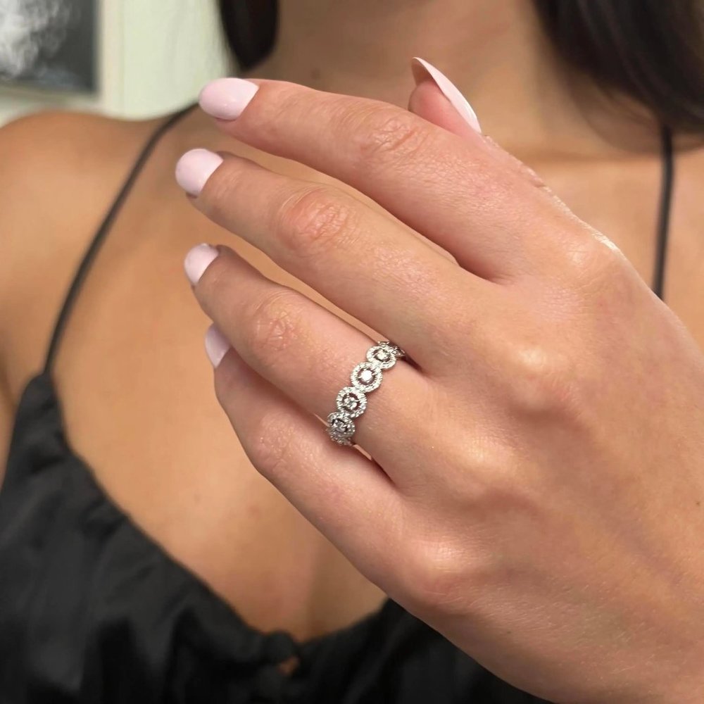 Messika 0.88Cttw All Joy Diamond Band Ring 18K White Gold Size 53 US 6.5